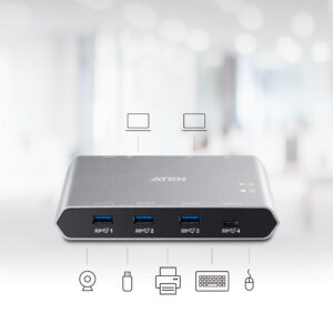 ATEN US3342 2-Port USB-C Gen 2 Sharing Switch mit Stromdurchgang